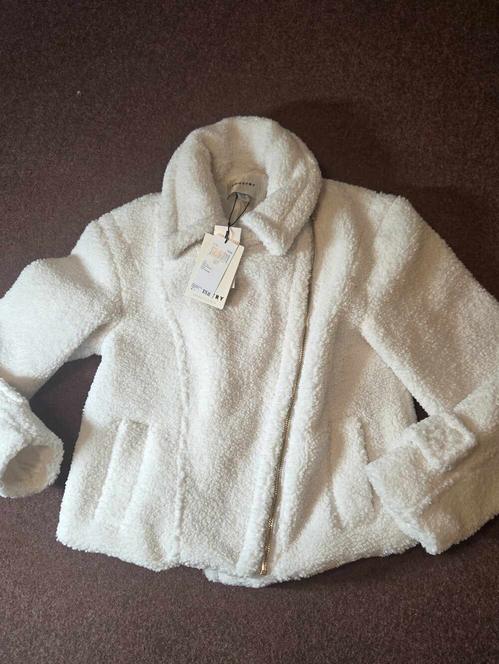 New! Industry Faux Fur Sherpa Zip Jacket In The Color Snow Size XS